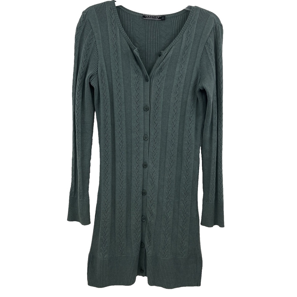 Peruvian Connection Knit Cardigan Sweater Women's Size S Teal Green Pima Cotton